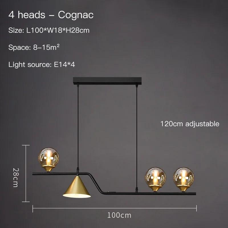 

Scandinavian Glass LED Chandelier for Kitchen Dining Room Bedroom - Suspension Pendant Lamp Ceiling Hanging Light Cognac&Natural White