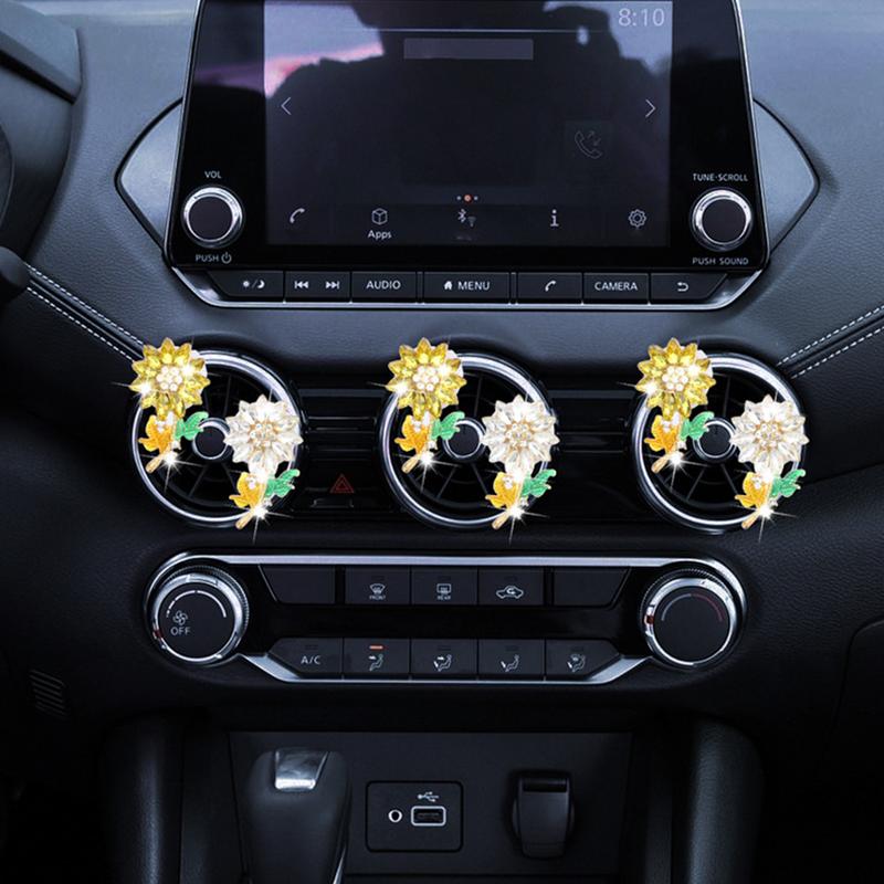 Flower Car Diffuser Vent Clip Bling Sunflower Vehicle Perfume Diffuser Automobile Interior Accessories Automotive Vent Scent