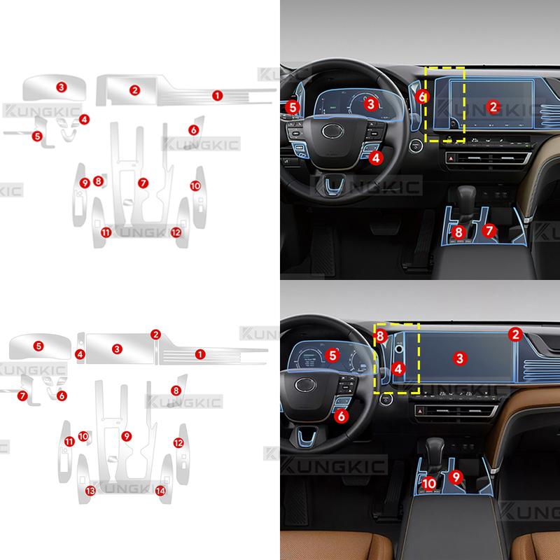 PPF Schutzfolie Zubehör Innen Transparentes TPU für Toyota Camry XV80 2025 2026 Navigation Schaltpanel Mittelkonsole