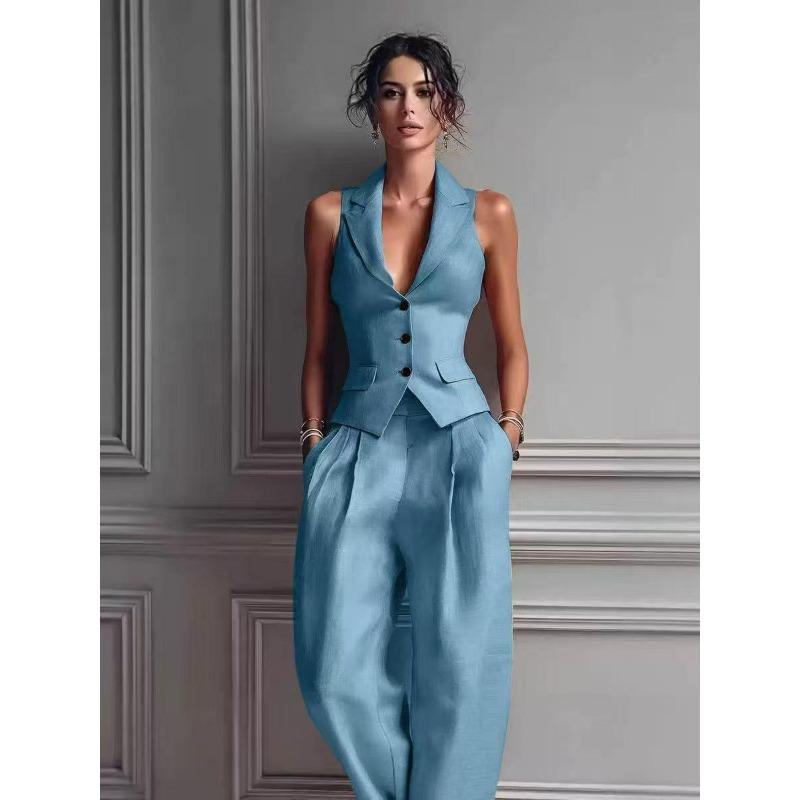 Γυναικείο Σετ Ρούχων Σέξι V-Neck Κουμπωτό Μπλουζάκι Μόδα Casual