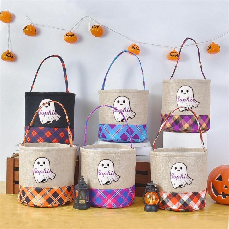 Fabric Trick or Treating Bucket Bag Friendly Halloween Party Accessory For Children Candy Collection