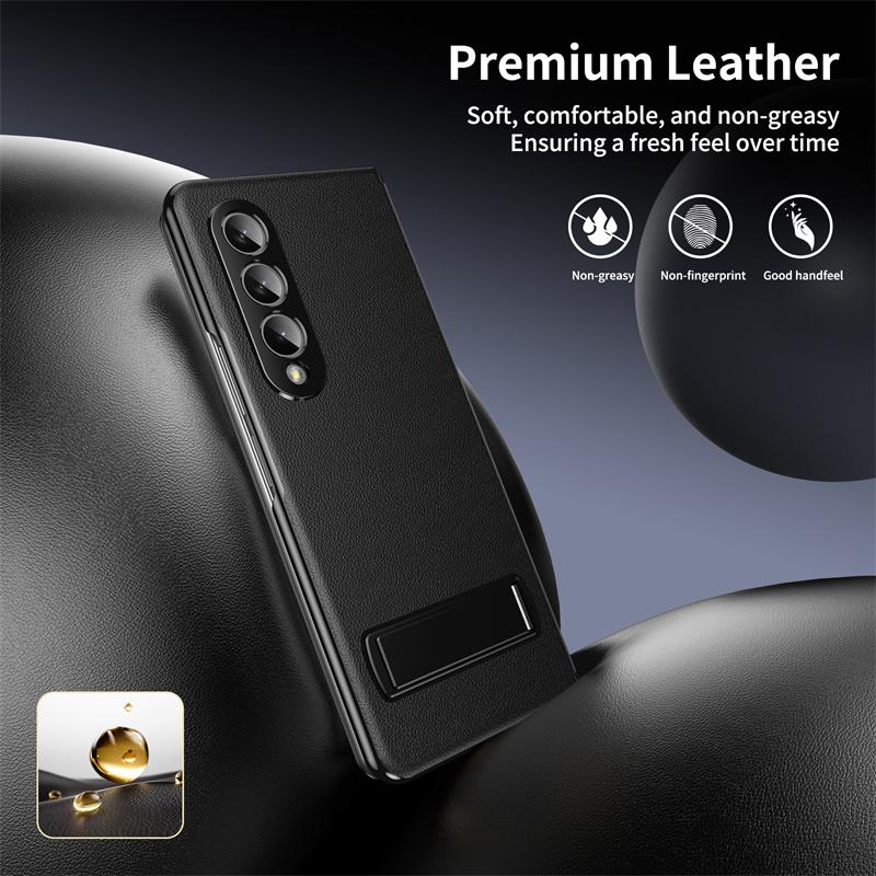 Delicate Leather Magnetic Protect Cover For Samsung Z Fold7 Fold6 Adjustable Alloy Stand Holder Case for Galaxy Z Fold 7 6 5 4