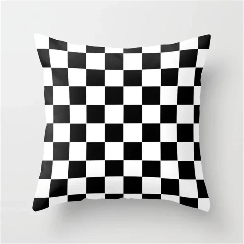 Black and White Cushion Cover Geometric Polyester Throw Pillow Covers Decorative 45x45cm Couch Pillows Fashion Nordic Pillowcase