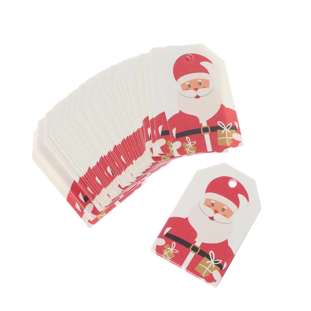 50PCS Merry Christmas DIY Kraft Tags Labels Gift Wrapping Paper Hang Tags Santa Claus Paper Cards Xmas Party Supplies