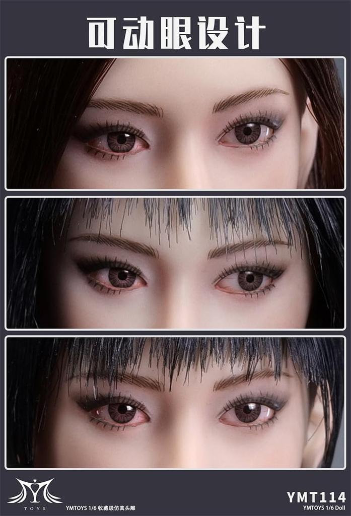 [TOYBARJAPAN] 16 Scale Action Figure Head for TBLeague Body, YMTOYS YMT114 Momoko, Pearl White Skin, Movable Eyes, Asian Beauty Female Head (Body and