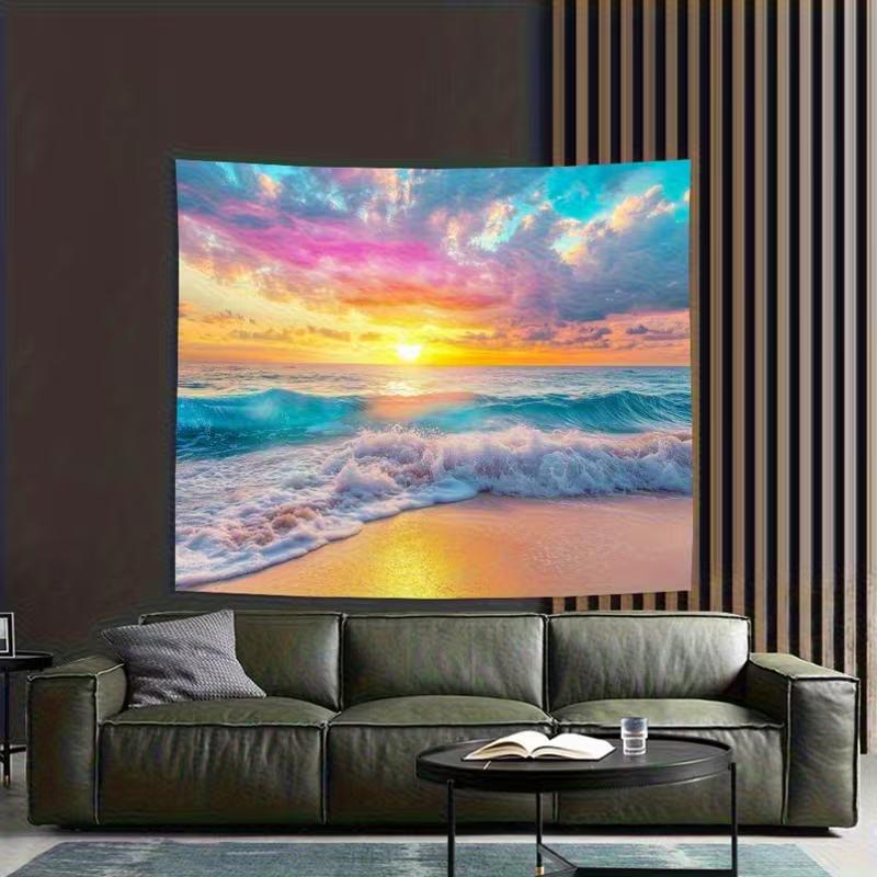 2D Pastel Sunset Beach Backdrop Ocean Photography Background