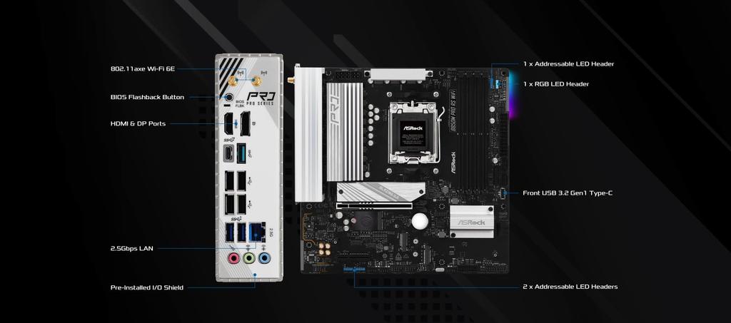 ASRock Motherboard B850M Pro RS WiFi AMD Ryzen 9000 8000 7000 Series CPU Compatible DDR5 Micro ATX Motherboard Authorized Distributor / / (Soket AM5)