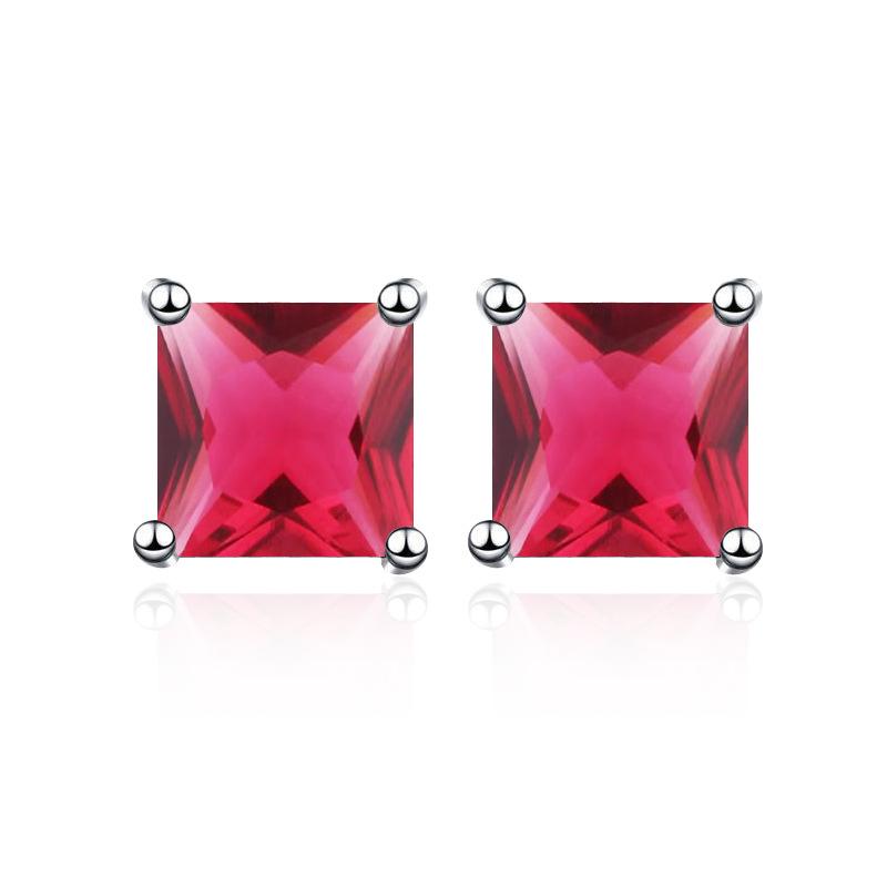 Korean Luxury Copper-Plated Zircon Square Earrings - European & American Cross-Border Piercing Studs