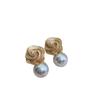 French Gentle Rose Pearl Earrings Temperament High Sense Niche Design Earrings Sweet Beautiful Woman Simple Stud Earrings