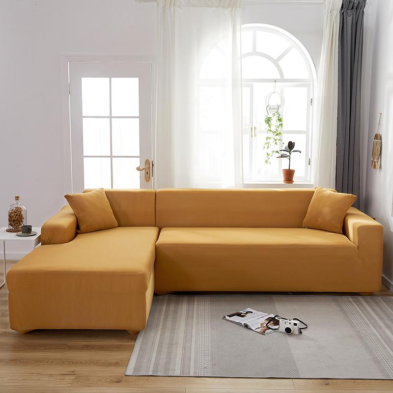 Solid Color Stretch Sofa Cover for Living Room Elastic Slipcovers  Couch Cover L Shape Armchair Cover Single/Two/Three/Four Seat