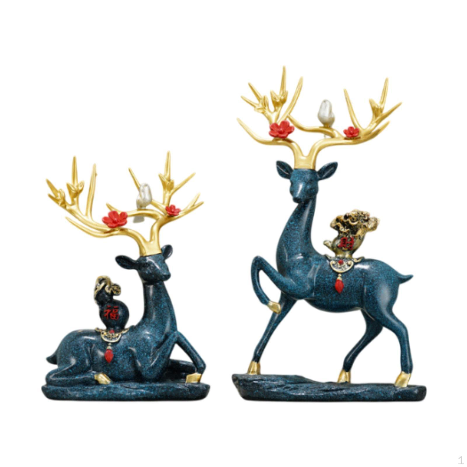 

2 шт. Статуэтки оленей для украшения стола с сидящими и стоящими оленями