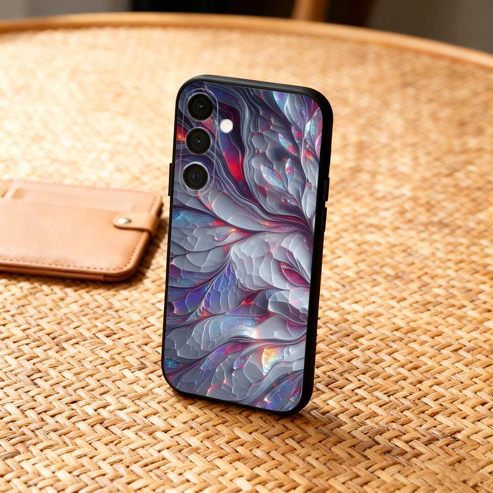 G-Glitter Art Marble Pattern Phone Case For Samsung  A73,72,71,A52,51,40,41,A22,A32,31,A13, Soft Black Shell