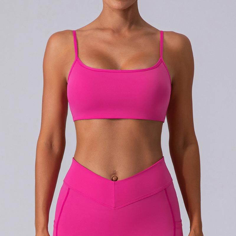 Damen S Eng Gedrehter Rücken Push-Up Yoga-BH Für Training Fitness L rose rot