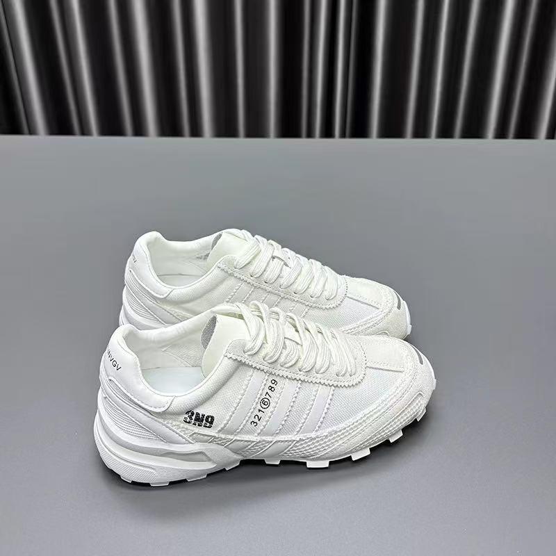 Leather mesh Forrest Gump shoes women's 2025 summer new round head thick sole thin breathable cowhide casual sports shoes tide
