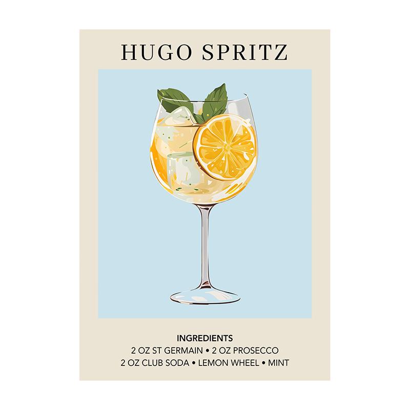 Cocktail Art Decor Poster Watercolor Retro Drink Print Minimalist Elegant Sophisticated Wall Art Picture for Home Decoration