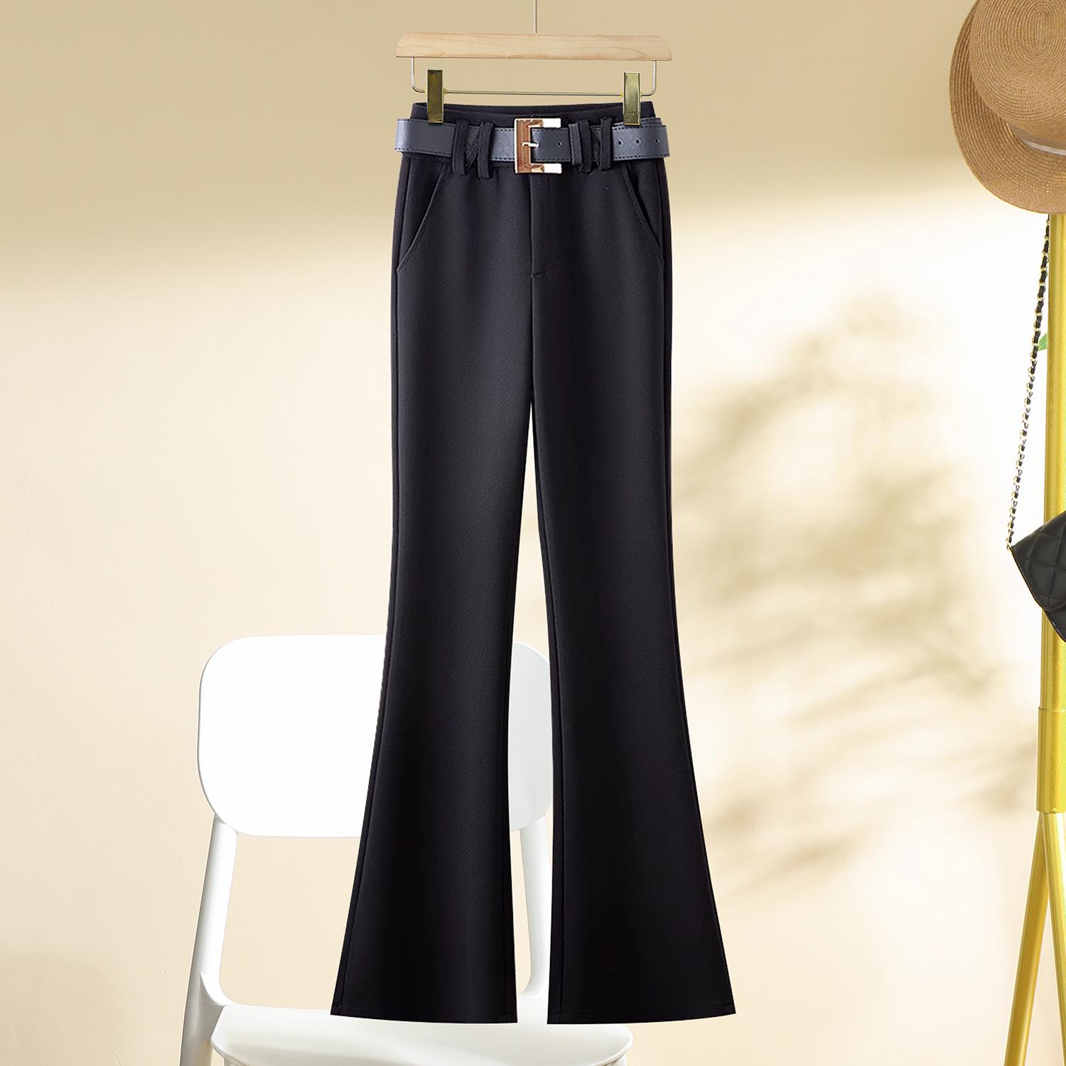 

Women s Slim-Fit High-Waisted Micro-Flared Pants - Spring 2025 Versatile Drape Trousers Size 31 (Recommended weight 135-145 lbs) чёрный