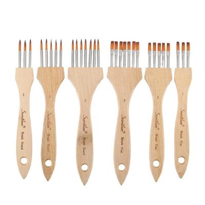 3Pcs Artist Painting Brush Wood Handle Nylon Bristles Brush with Multi Head For Oil Watercolor Acrylic Scale Painting