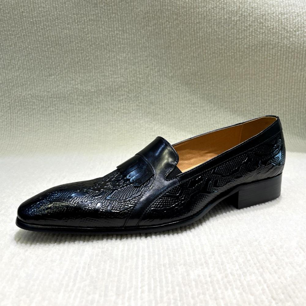 Fashion Men's Genuine Leather Penny Loafers Handmade Tassel Slip-On Dress Shoes for Wedding Banquet Casual Business Footwear