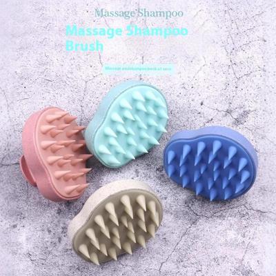 Silicone Shampoo Brush Wheat Straw Tpe Handle Massage Scalp Soft Comb Hair Washing Massage Deep Scalp Cleaning Shampoo Brush