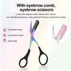 Eyebrow Trimmer Scissor With Comb Stainless Steel Scissors Eyebrow Hair Remover Clips Washable Removable Color Titanium