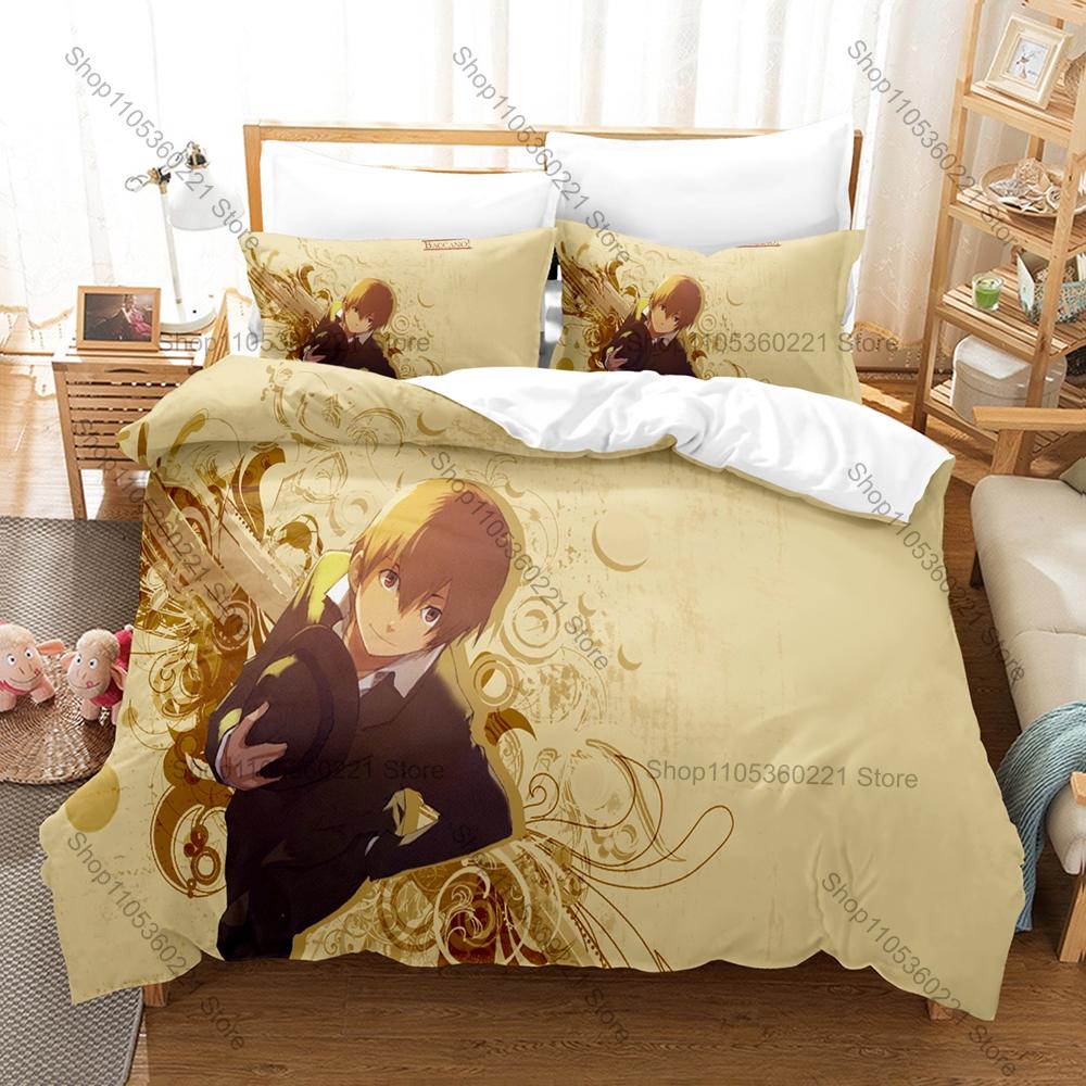 Cool Baccano! Firo Prochainezo Ennis 1930s Mafia Immortal Vintage Dark Fantasy Japanese Anime Bedding Set Duvet Cover + 2 Pillow