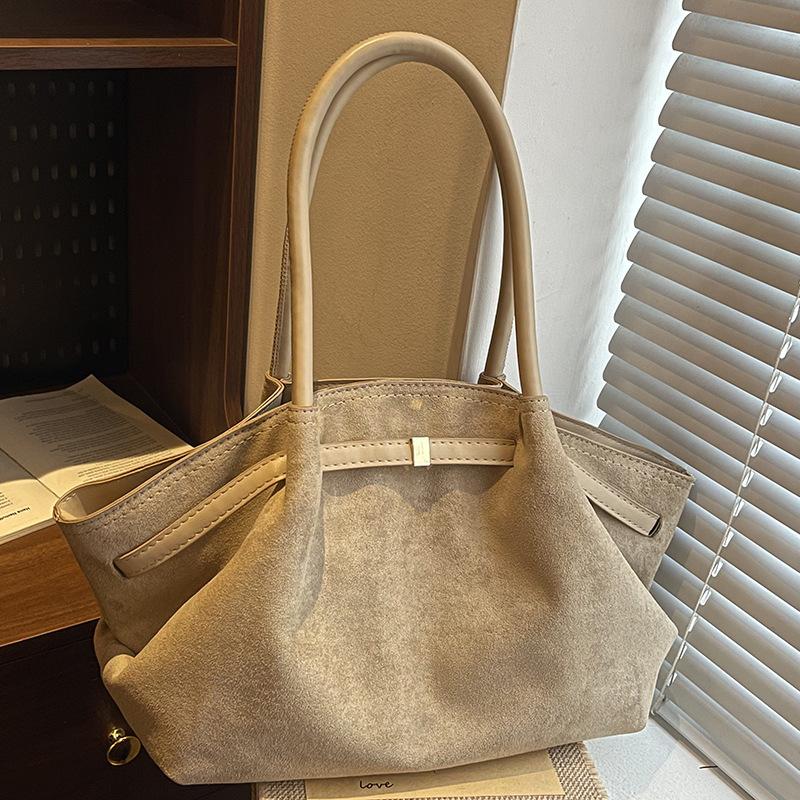 Autumn New Fashionable Matte Portable Shoulder Bag Simple Retro Green Underarm Bag Large Capacity Commuter Bag