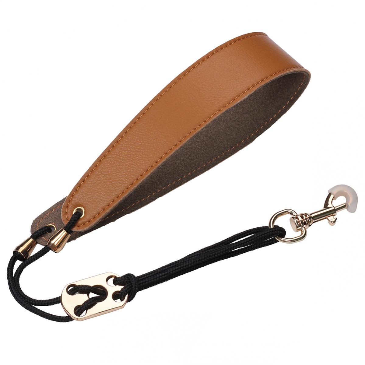 

Кожаный шейный ремешок для саксофона с металлическим поворотным крючком для саксофона-альта/тенора/сопрано коричневый