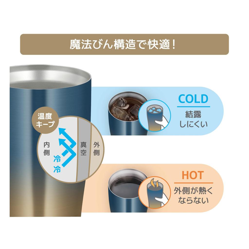 Thermos Vacuum Insulated Blue Dishwasher Thermos Flask Keeps Drinks Hot or Tumbler, 420ml, Gradient, Safe, Design, Cold, JDE-422LTD BL-G