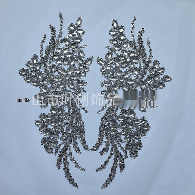 Strass Phönixschwanz Florale Applikation für Hochzeits- oder Xiuhe-Kleid