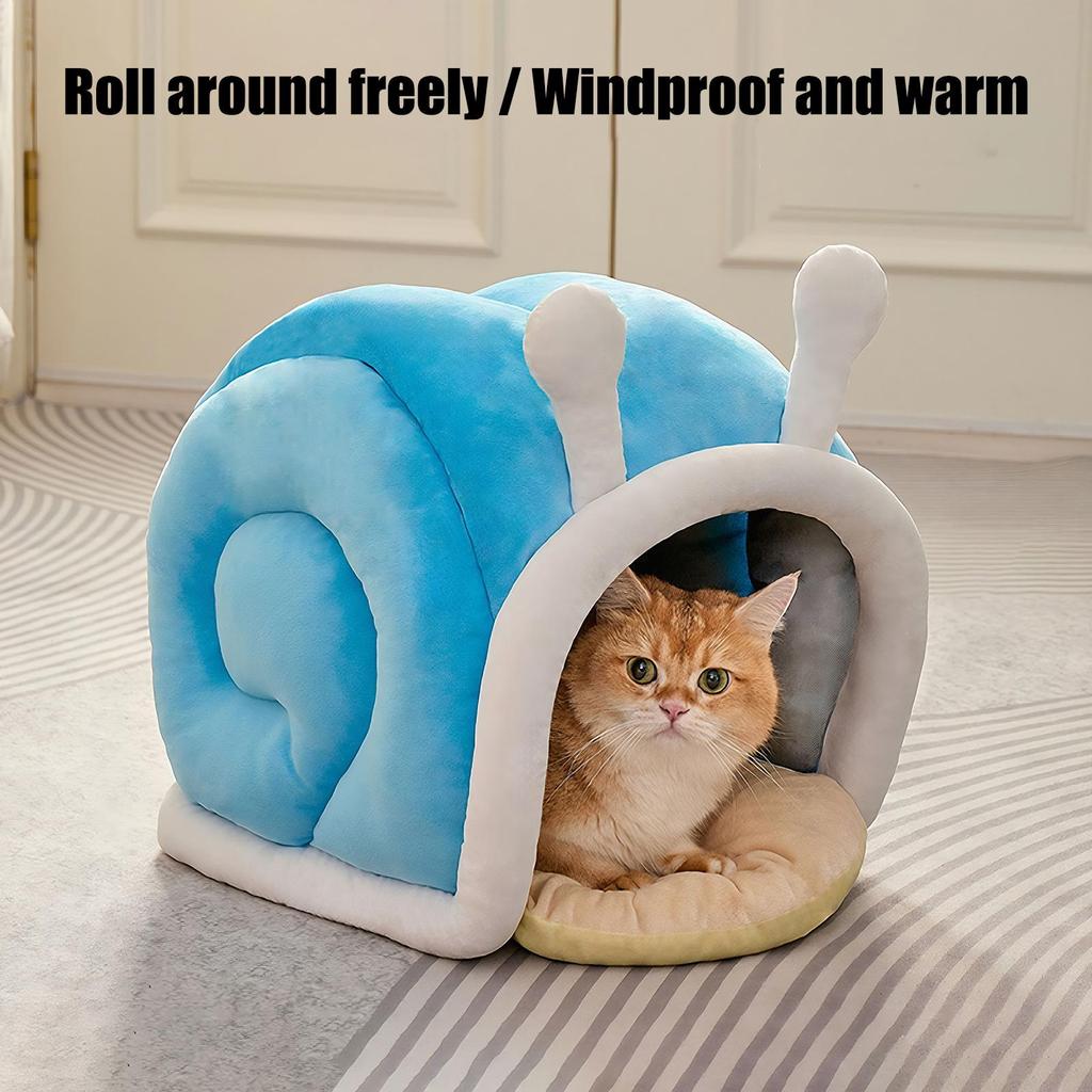 Snail shaped cat nest Semi Enclosed Cat Winter Warming Bed indoor  cat and small dogs house Pet Accessories for Winter Travel