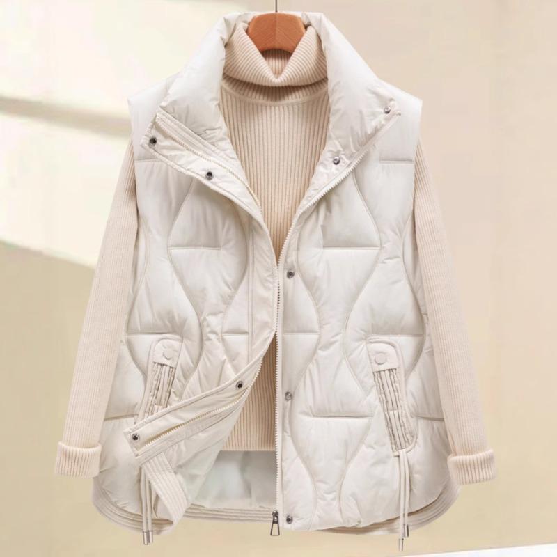 Φθινόπωρο και χειμώνας νέο γιλέκο γυναικείο φαρδύ όρθιος γιακάς παχύ μπουφάν με βαμβάκι γέμιση γιλέκο βαμβακερό γιλέκο εξωτερικό ρούχο