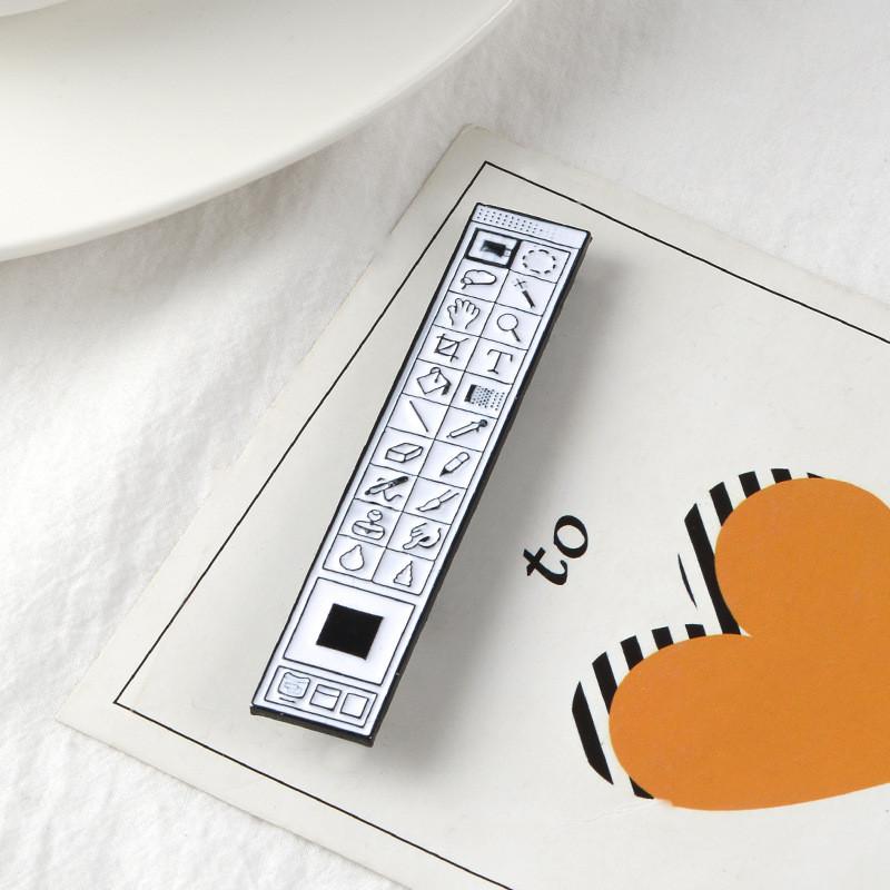 Creative Cartoon Ps Toolbar Design Brooch Geometric Icon Pin Unisex Accessory