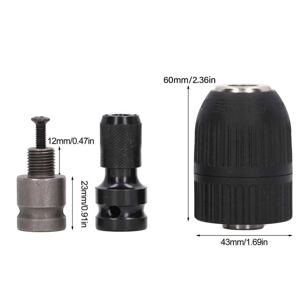 Selbstspannendes Bohrfutter Selbstsichernd Schlüssellos Elektrischer Schlagschrauber Bohrfutteradapter mit 1/2in 20UNF Gewinde 2-13mm