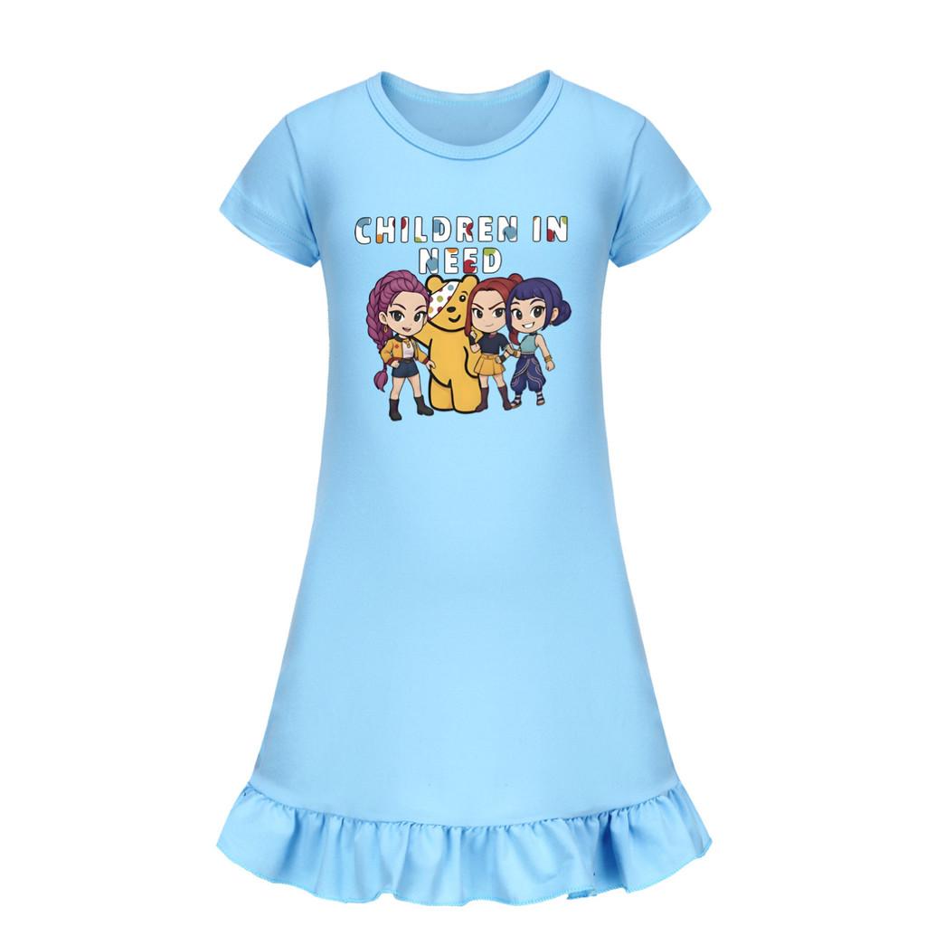 5103 Kids Girls Mira Zoey Rumi Printed Ruffle Short Sleeves Casual Dress