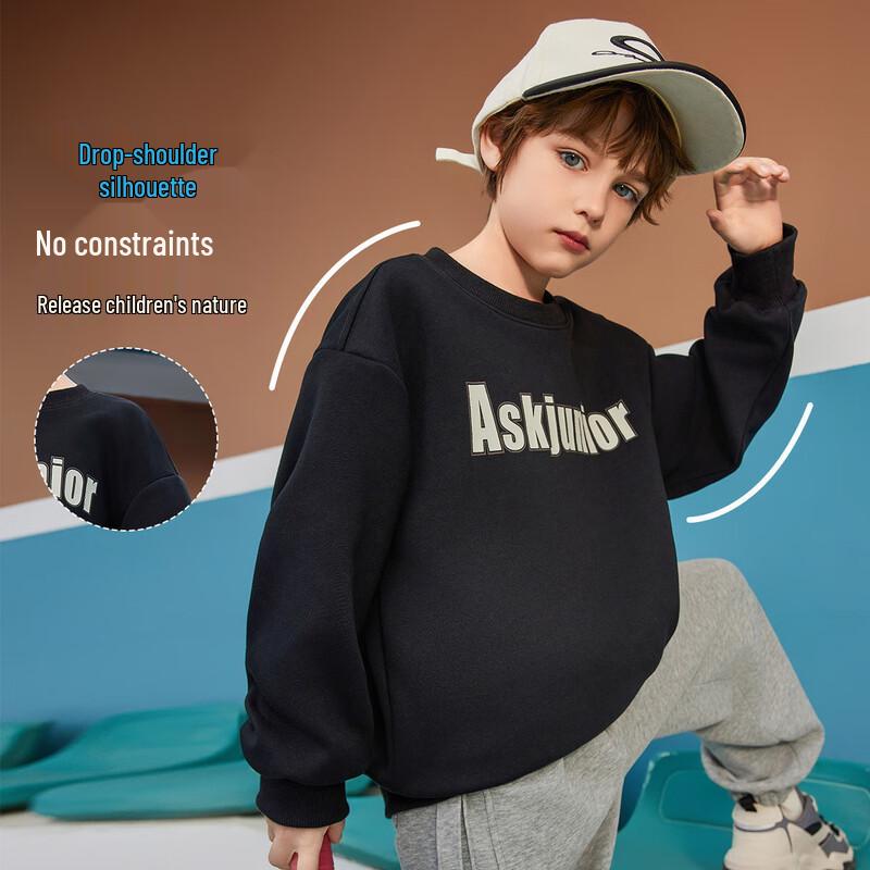 ASK JUNIOR Мальчики Свитшот с принтом букв 120 чёрный