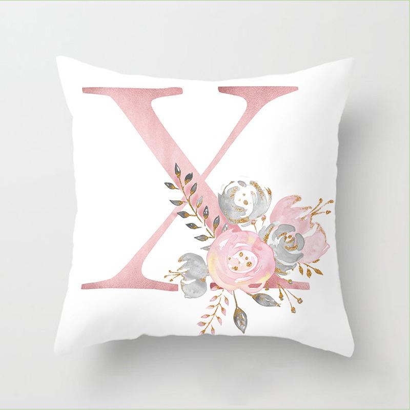 Letter Pink Floral Decoration Pillowcase Car Cushion Cover Pillowcase Sofa Cushion Decoration Living Room Home Decor Pillowcase