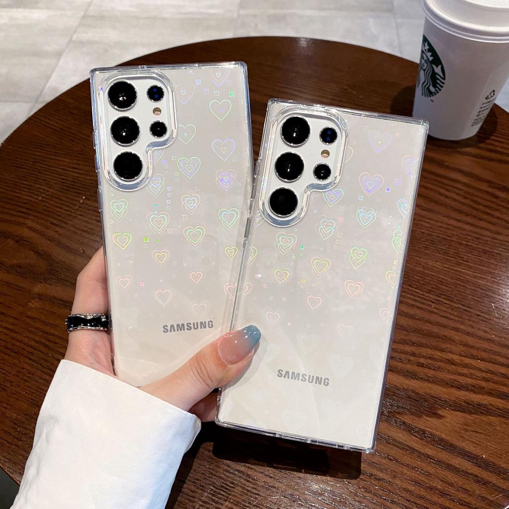 Pouzdro na telefon Samsung S25ultra Akrylové S24u Odolné proti pádu S23 Laserové Srdce A36 Plně krycí A35 Nové