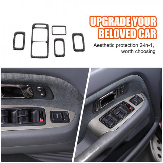 Soft Carbon Fiber Window Lift Switch Button Trim Sticker for Honda Pilot 2003-08