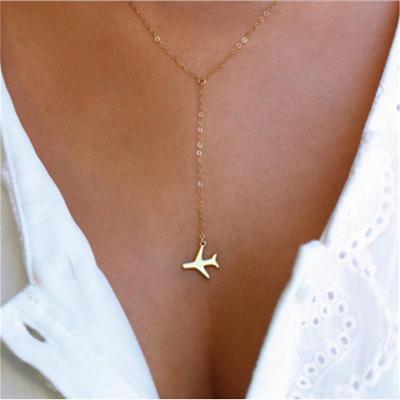 Simple Joias Plane Airplane Necklaces & Pendants For Women Femme Aircraft Chain Layered Choker Bohemian Jewelry A037