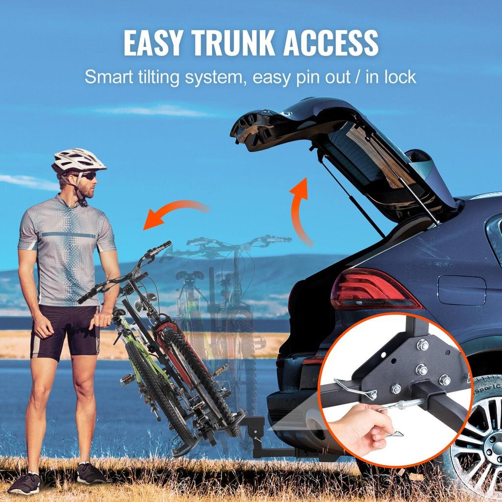 Hitch Mount Bike Rack, 2-Bike Platform Style, 160 LBS Max Capacity Bike Rack Hitch for 2-inch Receiver, Titling and Folding Bike Carrier with Tires Up