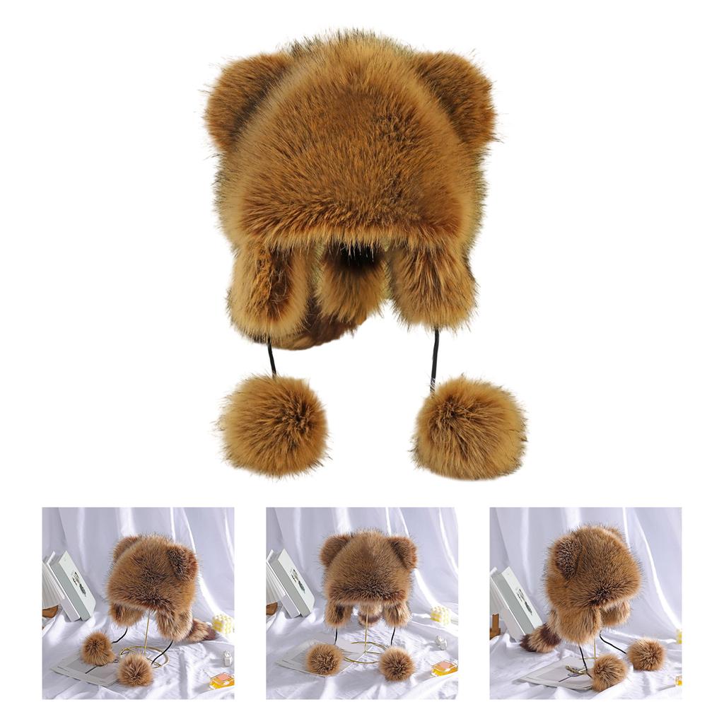 Russian Style Raccoon Hat Winter Mongolian Hat Thicken Parent Kids Raccoon Tail Hat for Adult Teens Keep Warm Plush Hat