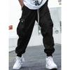 Mens Casual Loose Multiple Pockets Solid Color Cargo Long Pants