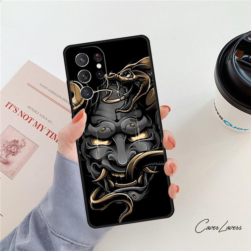 Japanese Hannya Mask Phone Case For Samsung Galaxy S24 S25 S23 S22 Ultra Note 10 20 Plus S20 S21 FE Cover