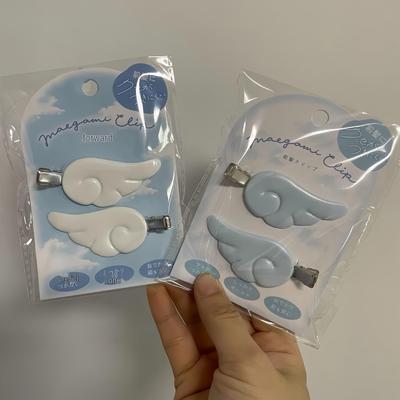 Sweet Japanese Style White Angel Wings Hair Clip - Cute Side Design for Bangs