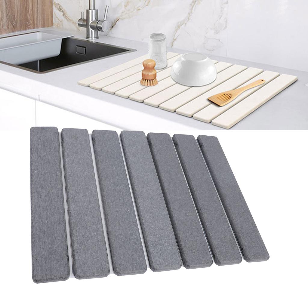 Stein Abtropfmatte für Küchenarbeitsplatte Kieselgur Faltbar Saugfähig Mehrzweck Geschirrtrockenpad