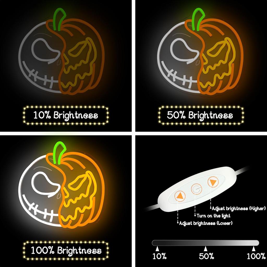 Halloween Neon Signs Skull Neon Light Pumpkin Signs Halloween Led Sign for Bedroom Wall Halloween Decor Christmas Gift