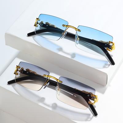 1/Pcs Fashionable Trendy Frameless Rectangular Personalized Sunglasses For Daily Life Glasses