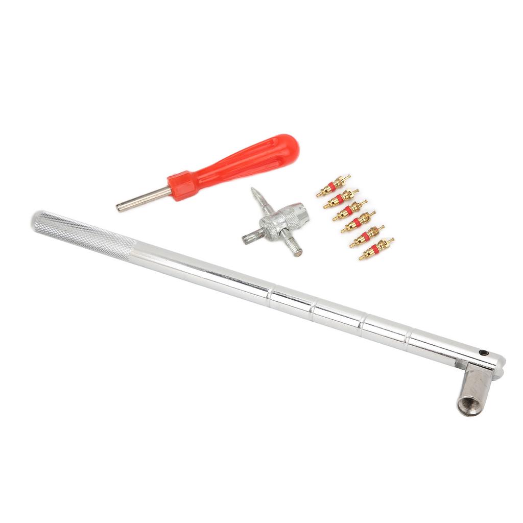 Valve Stem Removal Tool 4 in 1 Stainless Steel Corrosion Resistant Coating Plastic Handle Valve Core Removal Tool