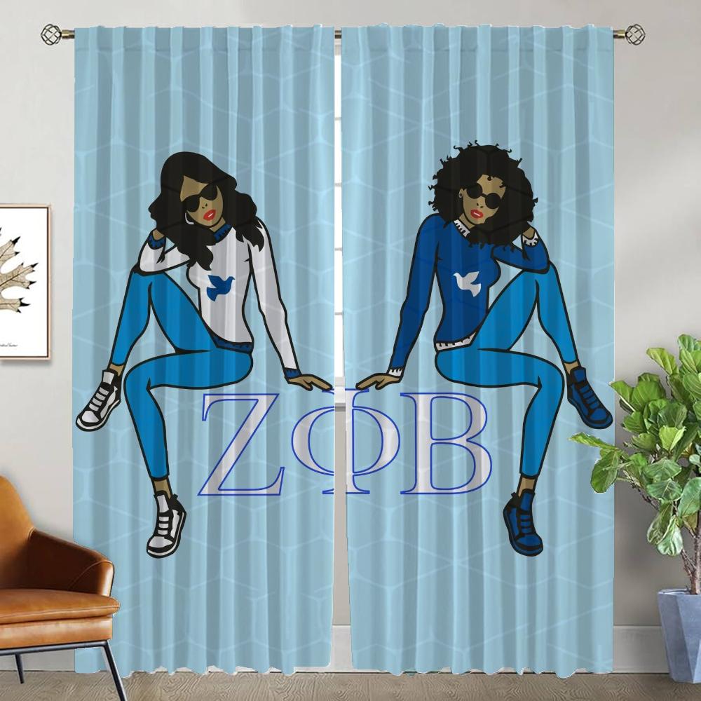 

Set Of 2 Zeta Phi Beta Lightweight Curtains Living Room Curtain Shades Partition Tulle Bedroom Kitchen Blackout Polyester Ideal For Great W100*H130(CM)-Rod Pocket&2PCS