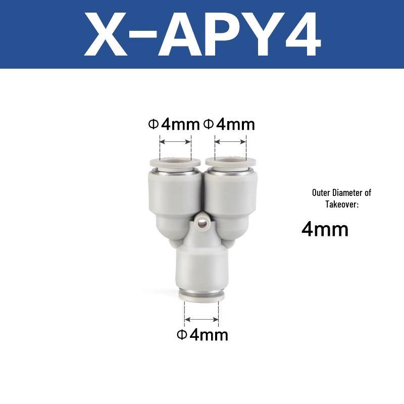 Yadake Pneumatic Y-Type Equal Diameter Three-Way Quick Connector for Air Tubes (4-12mm)